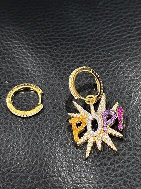 Gold Multicolor 'POP!' Starburst Earring Charm